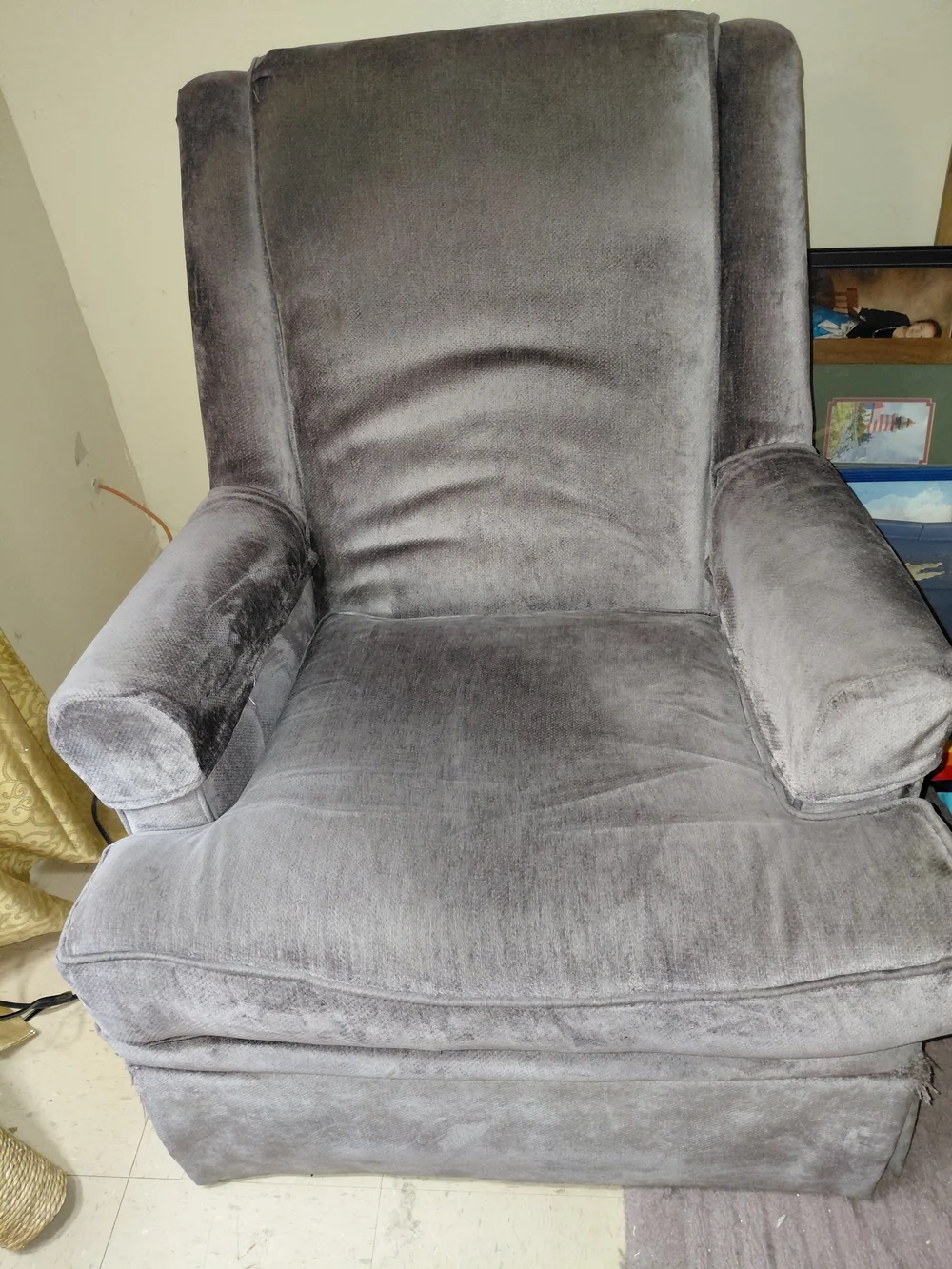 Gray Velvet Armchair -